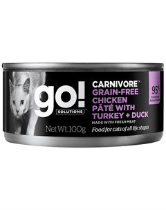 Solutions Carnivore беззерновые для кошек и котят паштет с курицей индейкой и уткой 100 гр х 6 шт @go