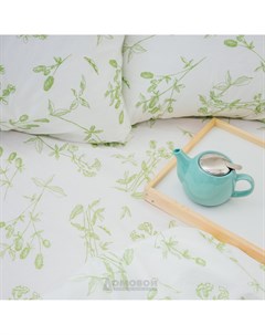Простыня 1 5 спальная на резинке 140х200см бязь гербарий зеленый Home decor