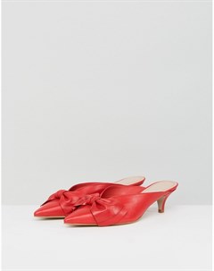 Красные кожаные туфли на каблуке рюмочка с бантиками Acacia Carvela