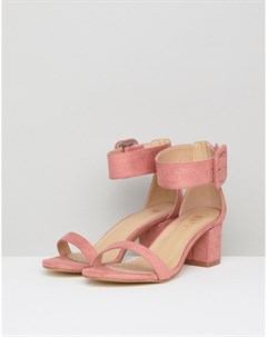 Розовые замшевые босоножки для широкой стопы на среднем блочном каблуке RAID Frances Raid wide fit