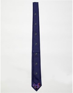 Темно синий узкий галстук с принтом зебры Paul smith