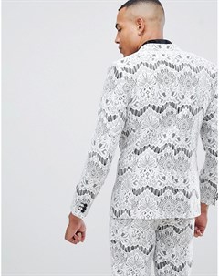 Белый кружевной пиджак смокинг зауженного кроя Tall Asos edition