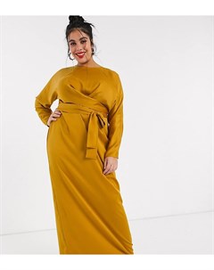 Атласное платье макси с запахом и рукавами летучая мышь ASOS DESIGN Curve Asos curve