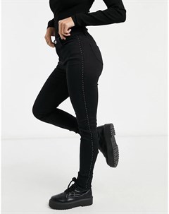 Черные джинсы с контрастной декоративной отделкой Morgan