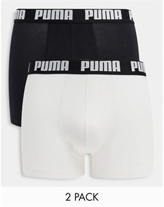 Набор из 2 боксеров черного и белого цвета с логотипом на поясе Puma