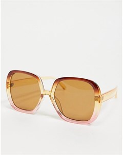 Прямоугольные солнцезащитные очки в крупной полупрозрачной оправе от коричневого до выцветшего розов Asos design
