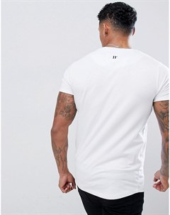Белая обтягивающая футболка с логотипом 11 degrees
