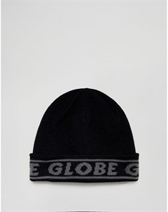 Черная вязаная шапка бини с жаккардовым логотипом Globe