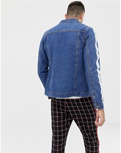 Обтягивающая джинсовая куртка с состаренной отделкой и полосками Mauvais