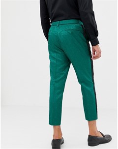 Зеленые суженные книзу жаккардовые брюки в строгом стиле Asos edition