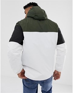 Куртка цвета хаки в стиле колор блок с капюшоном Pull & bear