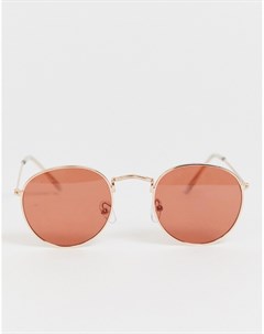 Круглые солнцезащитные очки с темно розовыми стеклами Prettylittlething