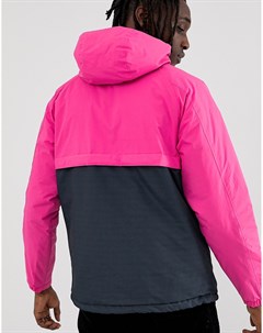 Розовая дутая куртка в стиле колор блок Pull & bear
