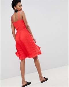 Красное платье мини с плиссированной юбкой Vero moda tall