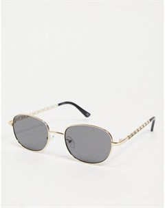 Маленькие круглые солнцезащитные очки в золотистой оправе с дужками с цепочкой и дымчатыми стеклами Asos design