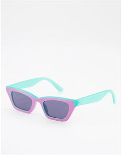 Солнцезащитные очки кошачий глаз в стиле колор блок розового и голубого цветов Asos design