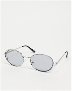 Серебристые солнцезащитные очки в металлической оправе овальной формы с отделкой на дужках Asos design