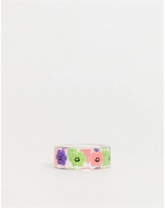 Прозрачное пластиковое кольцо с цветочками Asos design