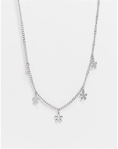 Серебристое ожерелье с подвесками в виде цветов Asos design