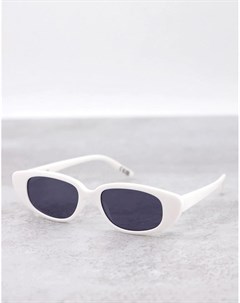 Белые блестящие солнцезащитные очки кошачий глаз в узкой оправе Asos design