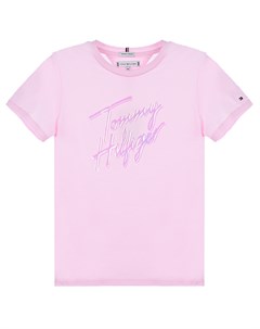 Розовая футболка с логотипом детская Tommy hilfiger