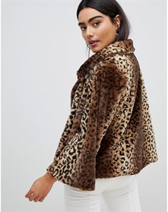 Меховая куртка с леопардовым принтом Luxurious Jayley
