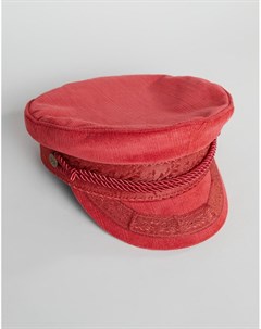 Красная кепка газетчика с вышивкой Brixton