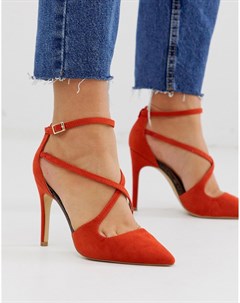 Оранжевые туфли для широкой стопы с острым носком и каблуком New Look New look wide fit