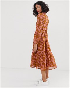 Платье рубашка мидакси с поясом и цветочным принтом Moss copenhagen