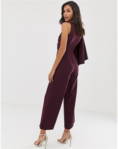 Фиолетовый комбинезон с широкими штанинами и драпированными рукавами Lavish alice