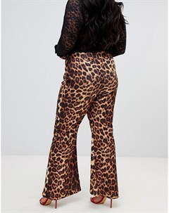 Расклешенные брюки с леопардовым принтом и разрезами Lasula plus