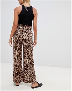 Широкие брюки с леопардовым принтом и сборками на талии Qed london