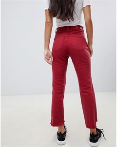 Красные джинсы в винтажном стиле с асимметричным краем Only petite