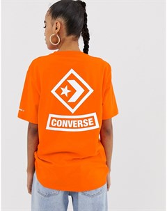 Оранжевая oversize футболка с логотипом Converse