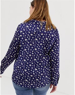 Атласная блузка в винтажном стиле с отложным воротником и цветочным принтом Glamorous curve