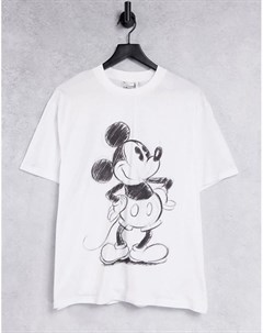 Белая футболка с эскизным принтом Микки Мауса DISNEY Asos design