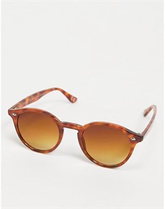 Пластиковые солнцезащитные очки в округлой оправе медового цвета с черепаховым принтом Asos design