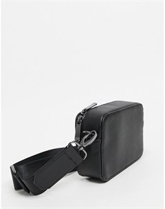 Черная прямоугольная сумка через плечо из искусственной кожи с тиснением под сафьян Asos design