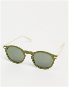 Круглые солнцезащитные очки в пластиковой оправе зеленого цвета из переработанных материалов с метал Asos design