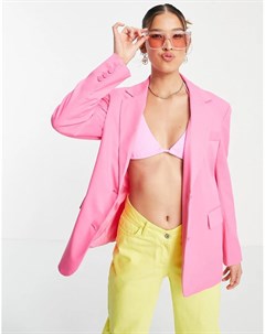 Oversized блейзер розового цвета в винтажном стиле Bershka