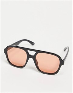 Черные солнцезащитные очки авиаторы в стиле oversized в оправе из переработанного пластика со стекла Asos design