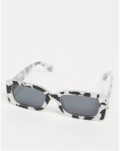 Квадратные солнцезащитные очки в черно белой оправе из переработанных материалов Recycled Asos design