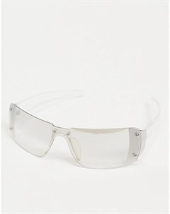 Солнцезащитные очки без оправы с прозрачными стеклами и серебристой отделкой в стиле 90 х Asos design