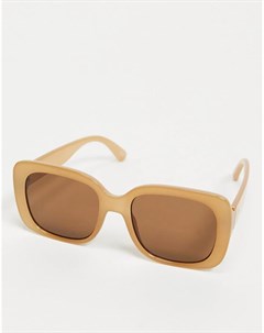 Солнцезащитные очки с крупной квадратной оправой в стиле 70 х молочно коричневого оттенка Recycled Asos design