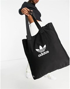 Черная парусиновая сумка тоут с большим логотипом adicolor Adidas originals
