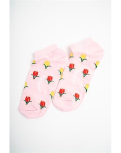 Носки Тюльпаны паттерн короткие Розовый 35 40 Запорожец