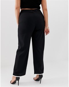 Черные брюки с широкими штанинами и контрастной отделкой Prettylittlething plus