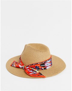 Соломенная шляпа с разноцветным шарфом Aldo