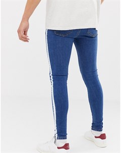 Обтягивающие джинсы с потертостями и полосками по бокам Mauvais