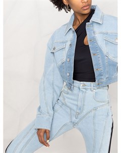 Двухцветная укороченная джинсовая куртка Mugler
